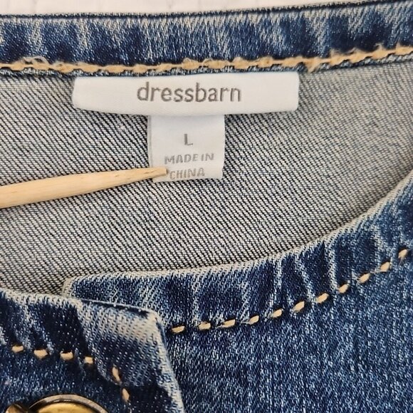 Women's Denim Jacket Blue Size Large Dress Barn Grommet Details Midweight EUC - Picture 7 of 14